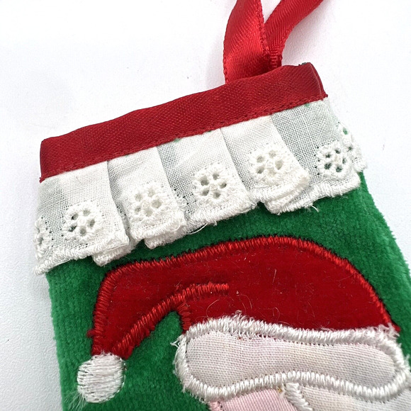 Dakin 1986 Mini Embroidered Christmas Stocking, Santa Claus, Merry Christmas EUC - Picture 3 of 7